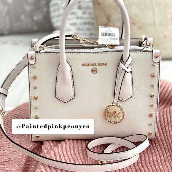 Michael Kors Handbags - SOLD! MICHAEL KORS | White Leather Tote Crossbody Shoulder Bag Gold Hardware
